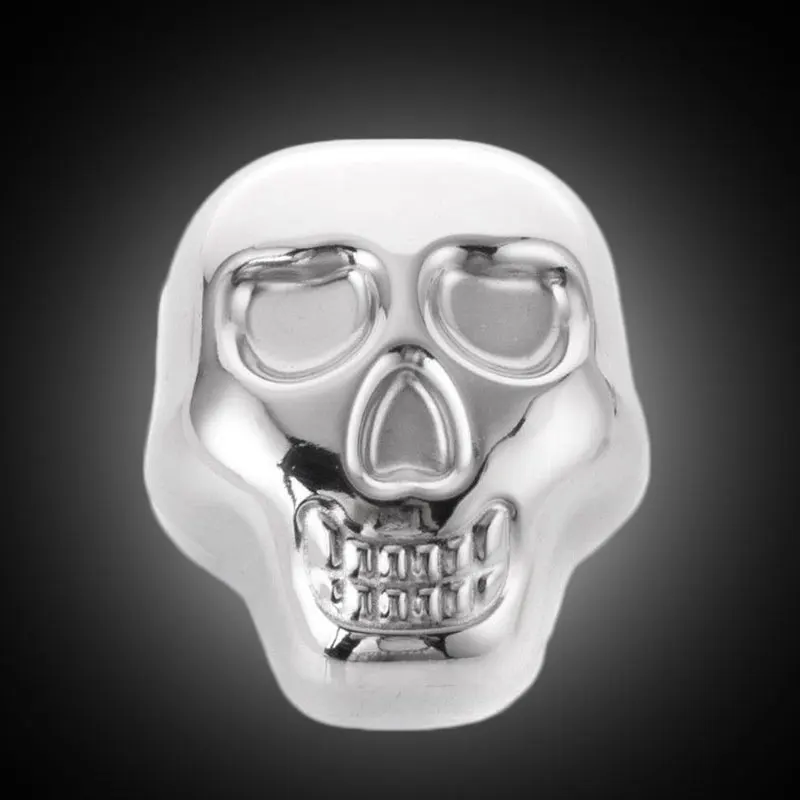 Stainless Steel Skull Ice Cube Drink Beer Cooler For Bar Cocktails Cooling Whiskey Stone 1pcs Household Party Freezing Ice cube