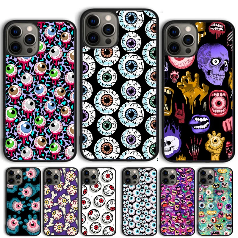 Halloween Scary Eyeball Phone Case Cover For iPhone 15 16 11 13 14 Pro Max 12 mini Plus X XS Max XR Fundas