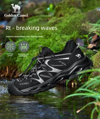 Golden Camel Men's Sandals 2026 Summer Lightweight Baotou Collision Prevention Wading Sandal Waterproof Outdoor Hiking Shoes