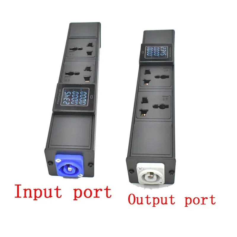 PDU Power Strips Digital display ammeter NAC3MPA NAC3MPB input/output 3P Aviation plug 1-9 AC 10A universal socket with ammeter