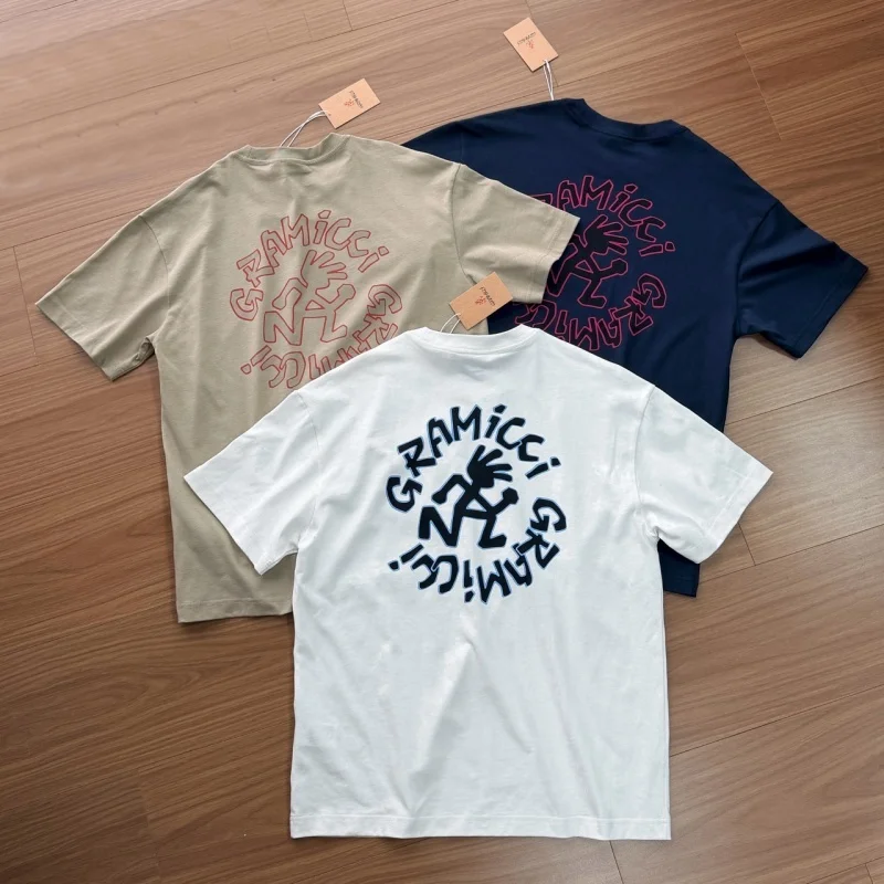 

Men's High Quality Cotton T-Shirt Gramicci Summer Oversized Print Casual Outdoor Short Sleeve Tops