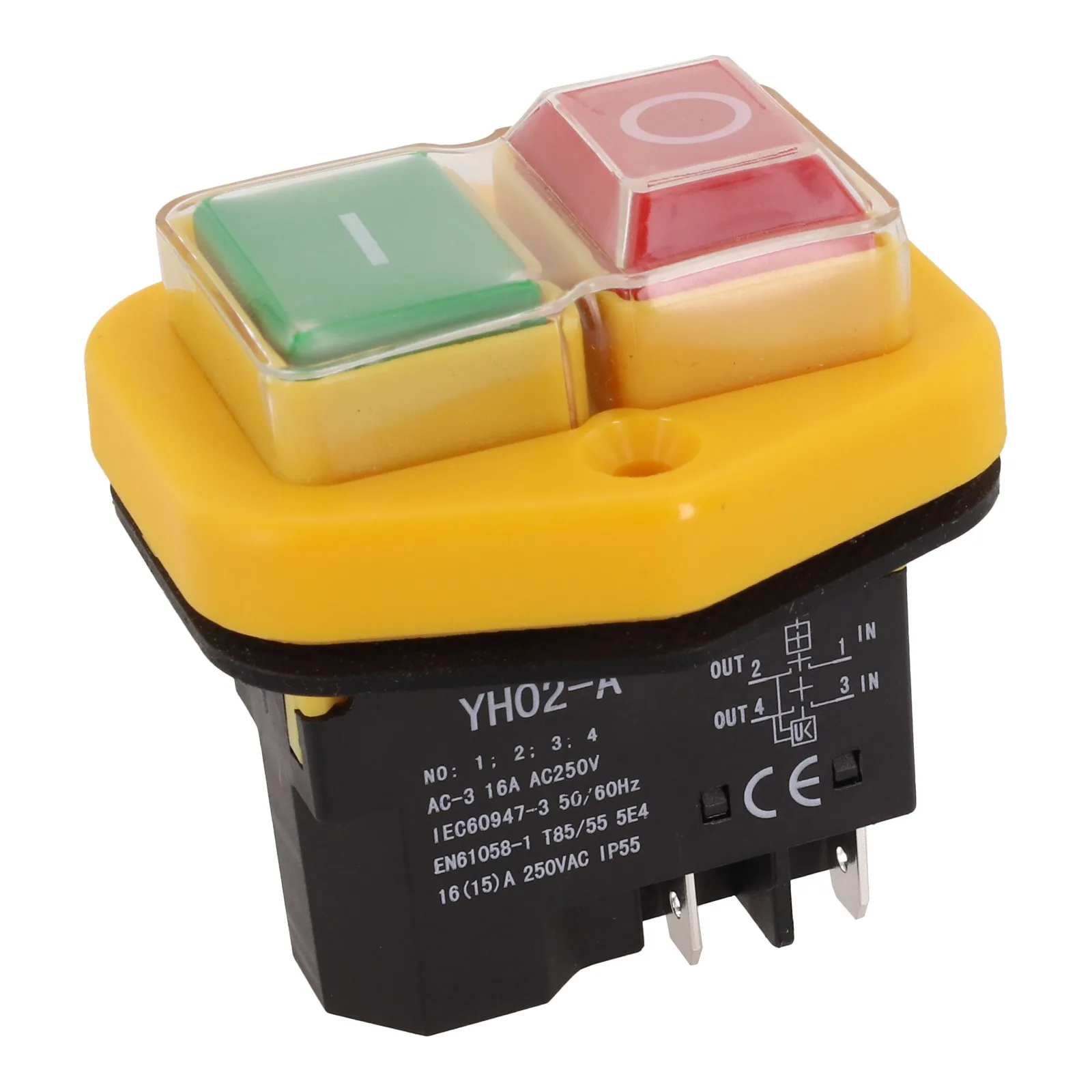 Кнопочный переключатель 18А, переключатель садового инструмента, простой в установке, повышенная безопасность, уровень защиты IP55, промышленное использование