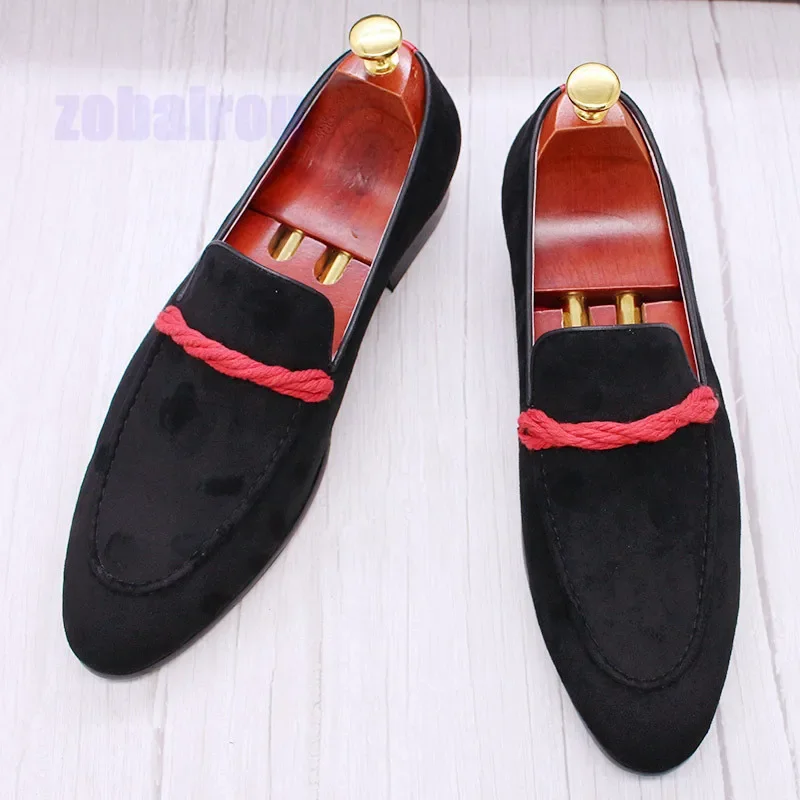 

Black Dark Green Suede Men's Casual Shoes Handmade Loafers Shoes Fashion Trendy Business Office Wedding Banquet Shoes Size 38-47