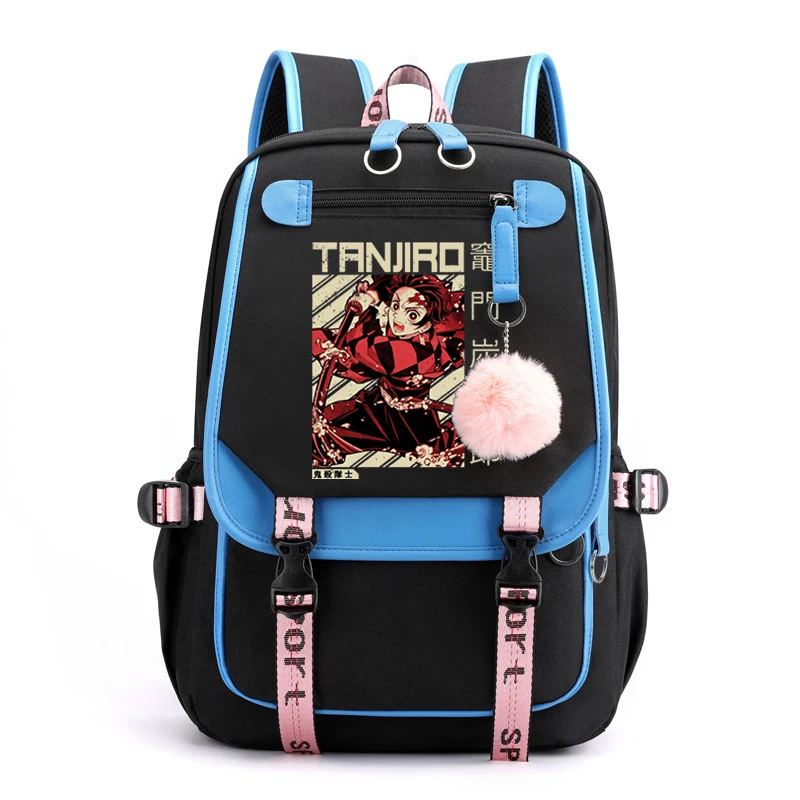 

Hip Hop Backpack Demon Slayer Anime Design Travel Bag College Female Multifunction Backpacks Demon Slayer High Street School Bag