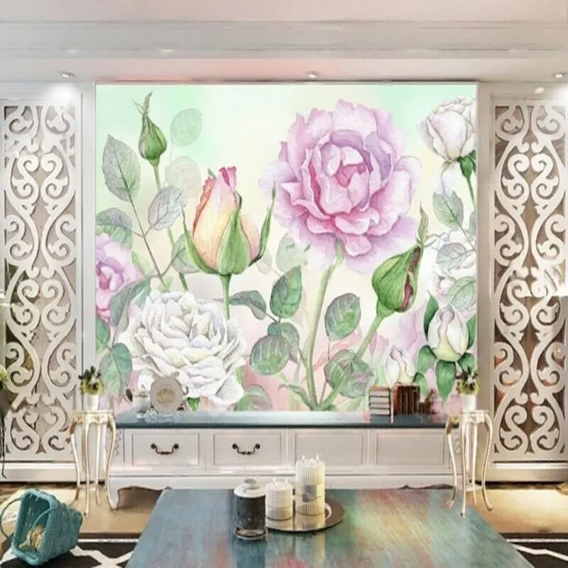 Modern High-Definition Hand-Drawn Minimalist Rose Silhouette Artistic Decoration Painting For Flower Fhop Wall On TV Screen