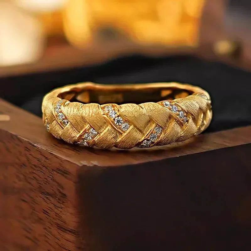 

New S925 silver ring, woven with wheat ears, with a niche design, fashionable, high-end, textured, compact, and antique style