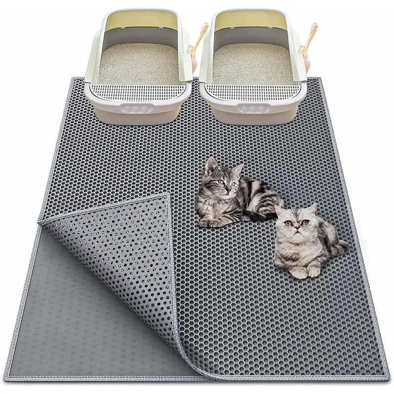 116*66cm Large Multi-Function Double-Layer Cat Litter Mat | Non-Slip Bath Mat | Waterproof Urine Protection | Easy to Clean Cats