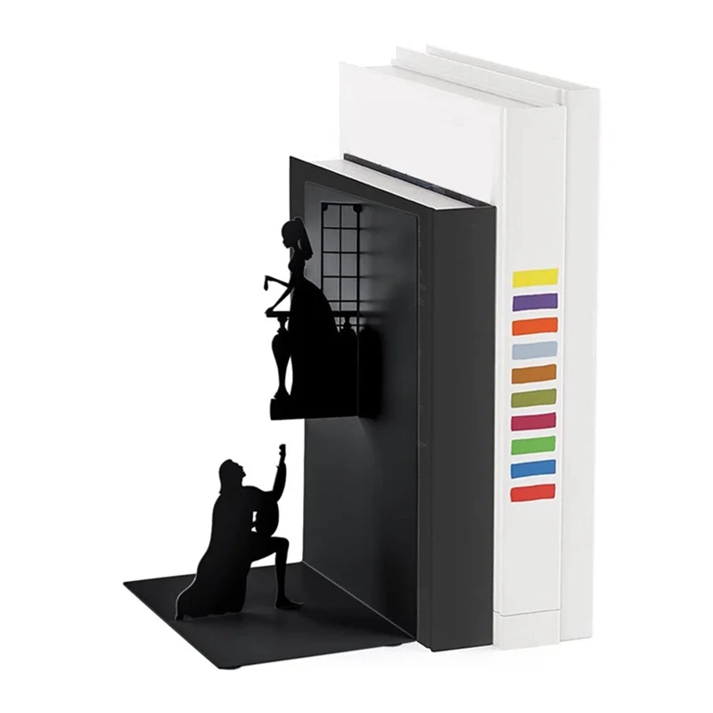 

ABUP-A Decorative Bookends Iron Figure Bookends Reading Book Support For Shelves Home Office Desktop Decor