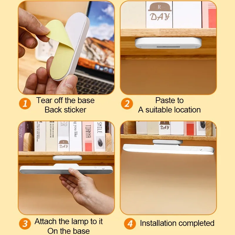 Lámpara de mesa táctil LED, lámpara de escritorio magnética con carga USB para lectura, armario, espejo, mesita de noche, luces nocturnas recargables