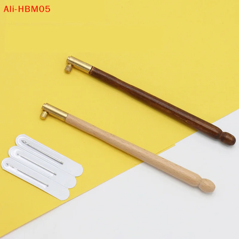 (HB05)Embroidery Needle Tambour Crochet Hook Luneville Hook Handle With 3 Needles Set S Couture Glitter Bead Embroidery Tool