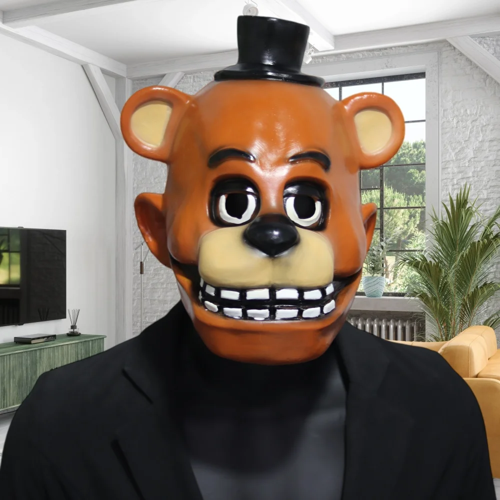 Freddy Fazbear FNAF Latex Mask Bear Full Face Mask Five Nights at Freddy's Hallowmas Cosplay Costume for Adults