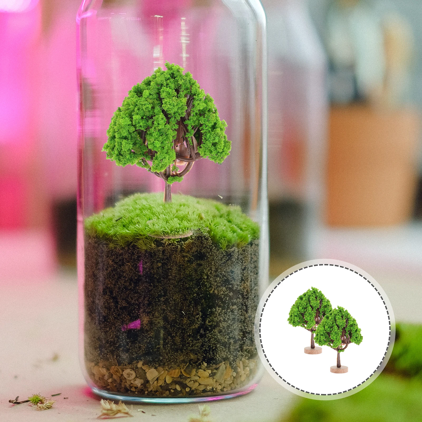 

2pcs Miniature Landscape Trees Realistic Scenery Bright Creative Decoration For Desk Holiday Party Sand Table Gift Mini Street