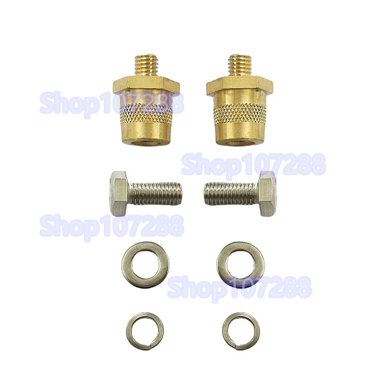 1 Pair Battery Pole Adapter Brass Battery Terminal Connector M6 Thread Positive Negative Battery Post Connector Terminal Adapter