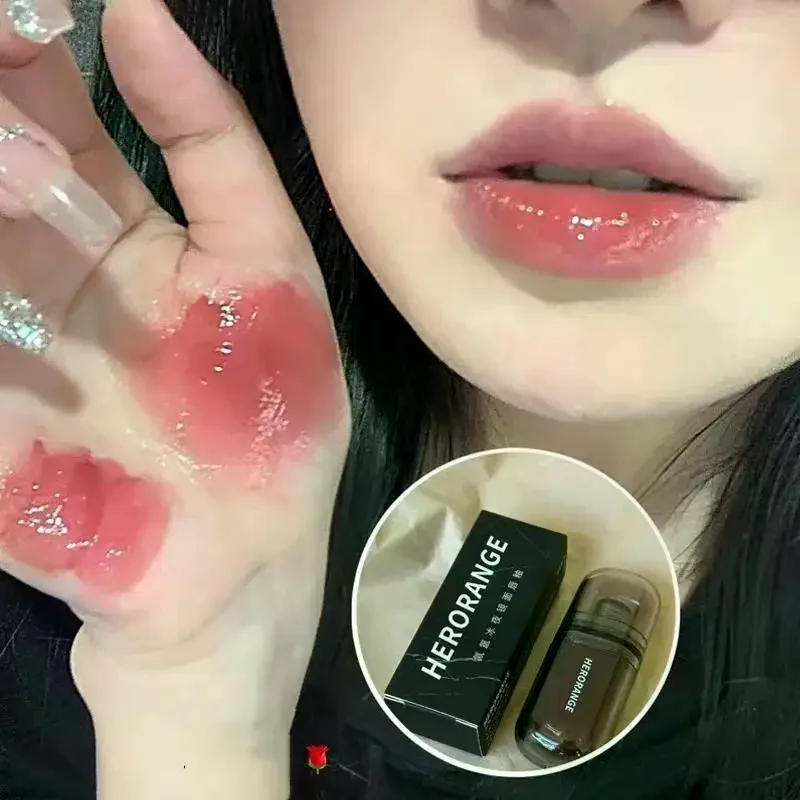 HERORANGE Black Mirror Lip Gloss Lasting Watery Lip Glaze Translucent Dark Brown Red Liquid Lipstick Women Beauty Lip Cosmetics
