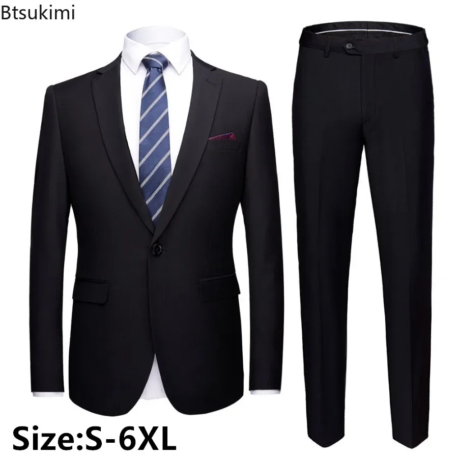 2024 Men Suits Wedding Two-pieces Fashion Business Party Elegant Luxury Blazer Coat and Pants Designer Sets Casual Men Clothing