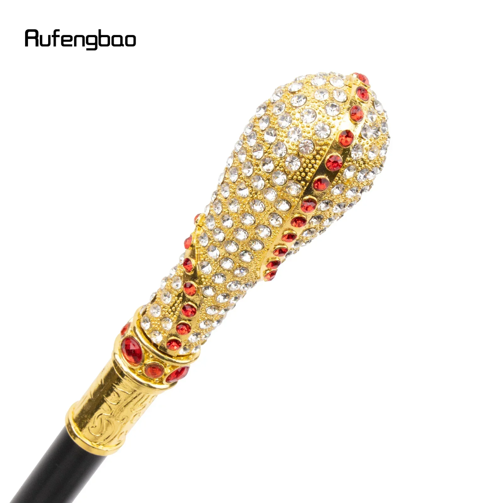 Golden Red Artificial Diamond Stick Cospaly Vintage Party Cane Decorative Stick Decorative Cane Parties, For Cosplay & Party