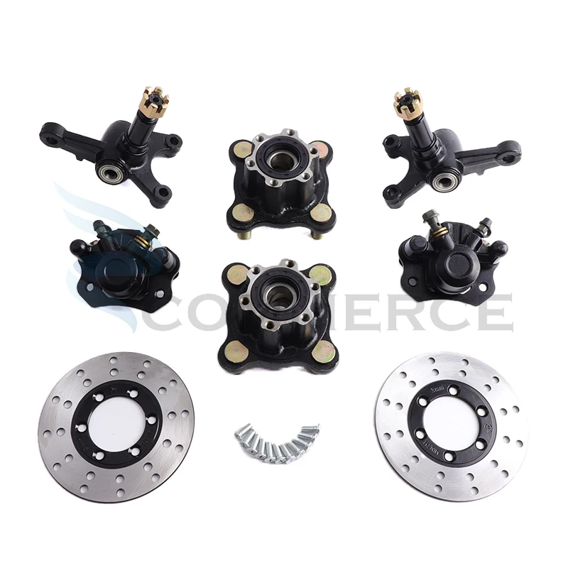 

1 Set Steering Strut Knuckle Spindles with 100mm M14*4 Stud wheel Hubs Caliper 130mm brake disc Fit For ATV Go Kart Buggy Quad