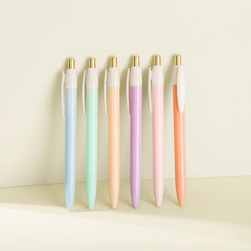 Canetas esferográficas coloridas macaroon fofas, 50 peças, papelaria japonesa, canetas escolares para escrever, caneta esferográfica barata, item de papelaria kawaii