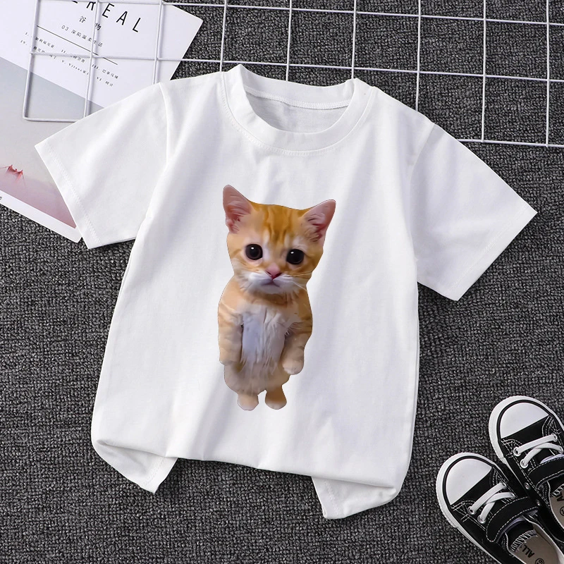 New Children T-shirt Funny Cat 3D Print Girl Boy Kids Kawaii Short Sleeve Tee Shirt Sweetshirts Fashion Casual Clothes Tops