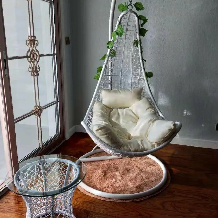 Hanging basket, small hanging chair, swing, wrought iron cradle, adult bird's nest, balcony, indoor rattan chair, maple leaf roc
