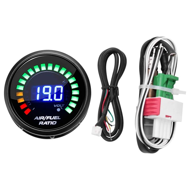 

ABOK-52Mm Air Fuel Ratio Gauge LED Digital Display With Narrowband O2 Oxygen Sensor Car Gauge For 12V Car Racing Gauge
