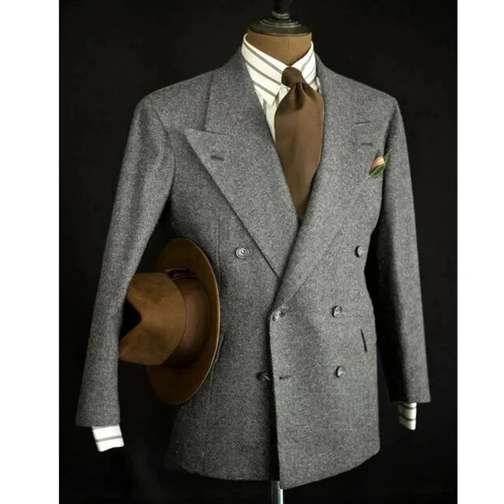 

Winter Mens Jacket Woolen Slim Fit Blazers Short Coat Business Jacket Double Dreasted Winter Men's Banquet Dress Coat