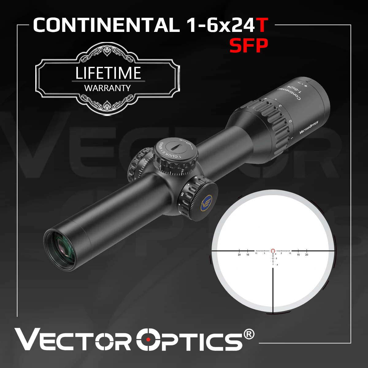 

Vector Optics Continental x6 1-6x24 Tactical LPVO Riflescope With Resettable & Lockable Turret For Hunting,Sporting,Competition