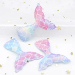 8Pcs Upscale Glitter Powders Mermaid Scale Iridescence Fabric Padded Patches Mermaid Tail Appliques for DIY Hair Clips Decor