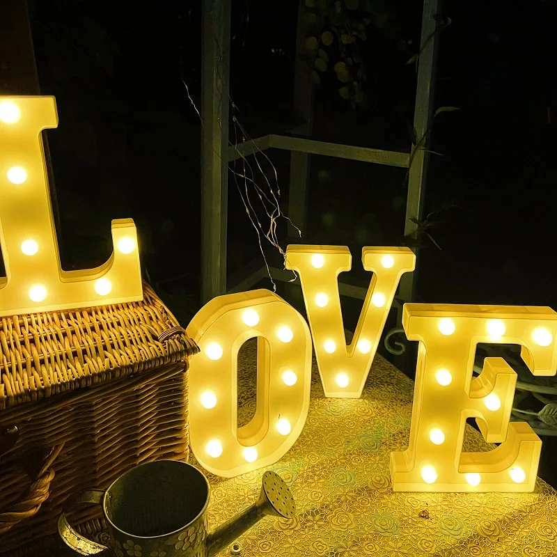 Alphabet LED Letter Lights Luminous Number Lamp Battery Night Light for Wedding Birthday Christmas Party  Home Decoration