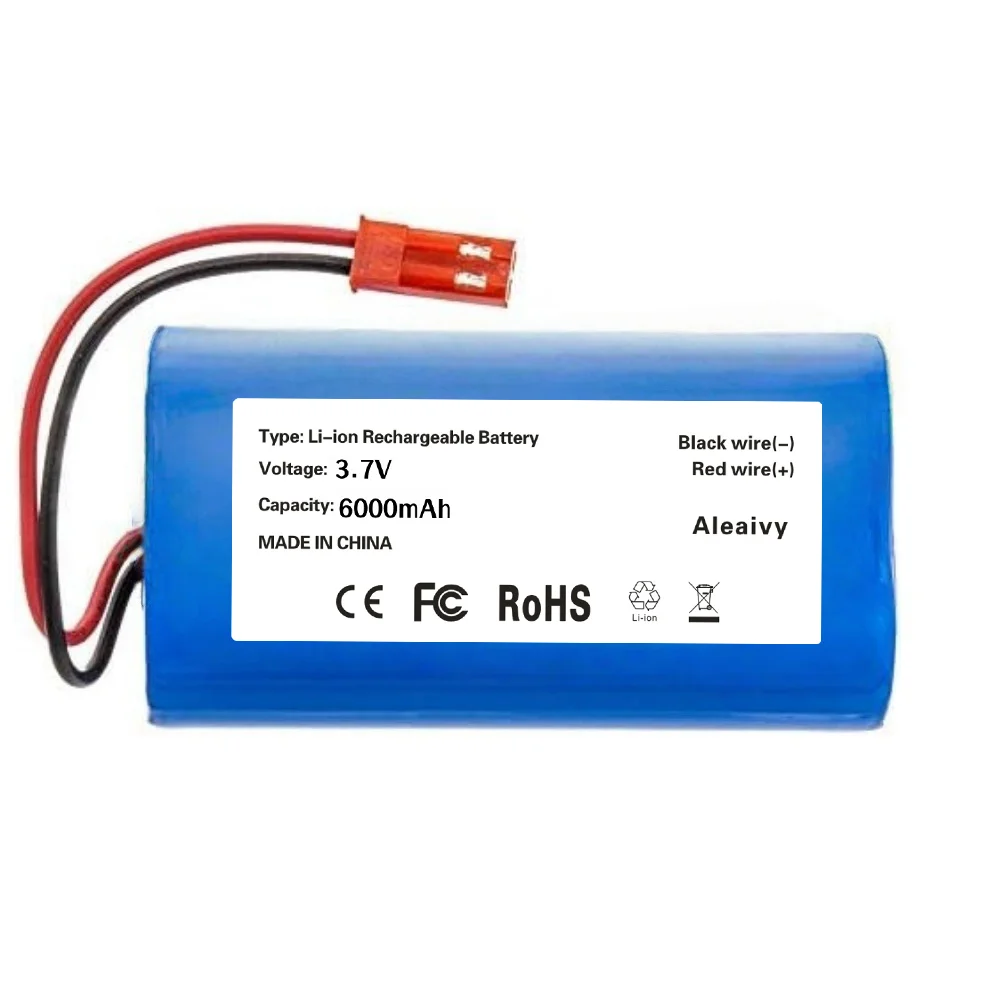 Batterie Li-ion rechargeable 6000 mAh 3,7 V avec prise rouge 2P JST, piles DIY 18650 batterie 1S2P.