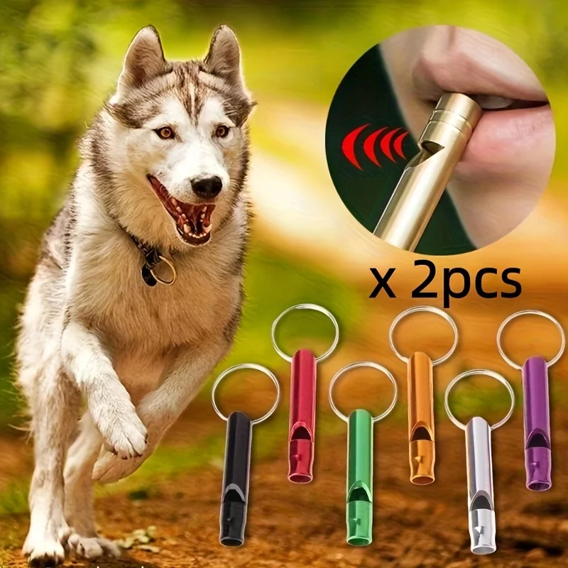 2pcs color random aluminum alloy whistle keychain, training whistle, outdoor sports whistle