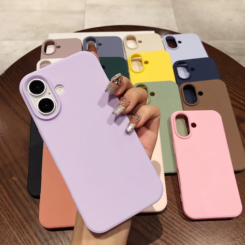 Luxury Silicone Phone Case for IPhone 16 Pro Max 13 14 15 Plus Soft TPU Candy Cover for IPhone 16 Plus Shockproof Case Caque