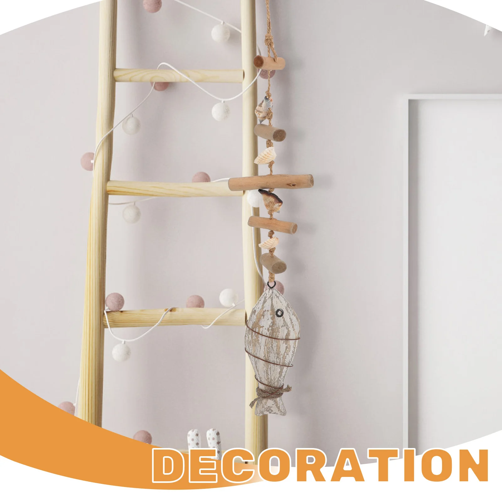 

Wooden Fish Pendant Mediterranean Nautical Wall Decor for Living Room Bedroom Corridor Home Decoration Hanging Craft Art