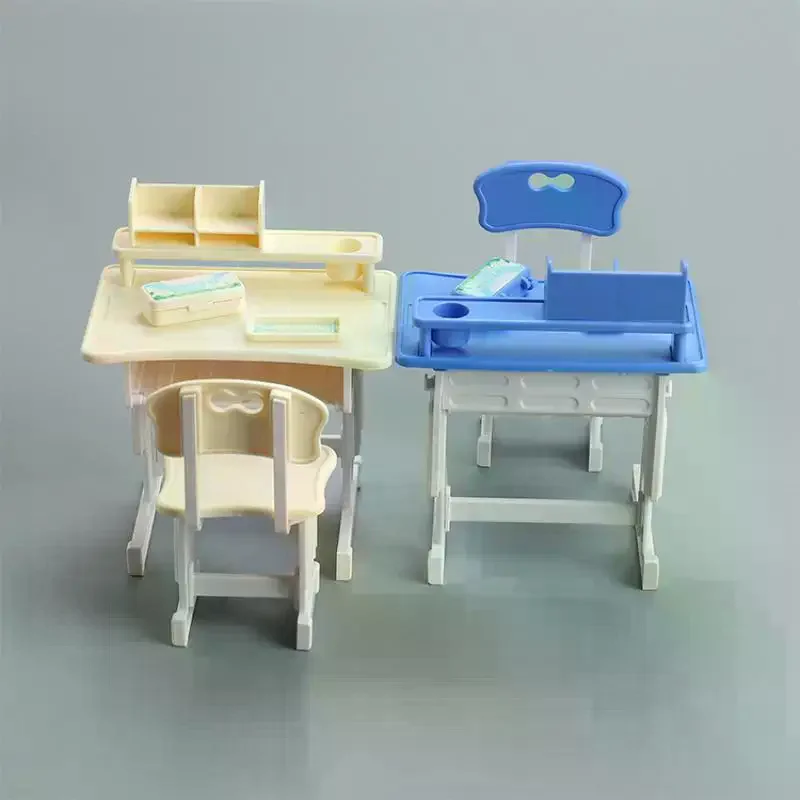 1/12 Simulazione di casa delle bambole Mini sedia da scrivania Set di modelli Materiale scolastico per casa delle bambole Decorazione Micro scena Puntelli di costruzione