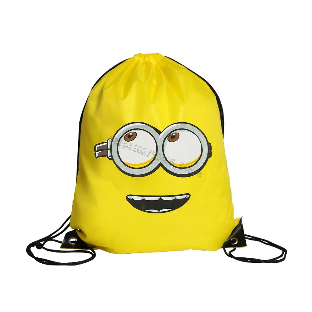 

Cartoon Anime Figure Minionses Print Drawstring Backpack Despicabled Me Draw String Bag Kid Portable Mochila Foldable Organizers