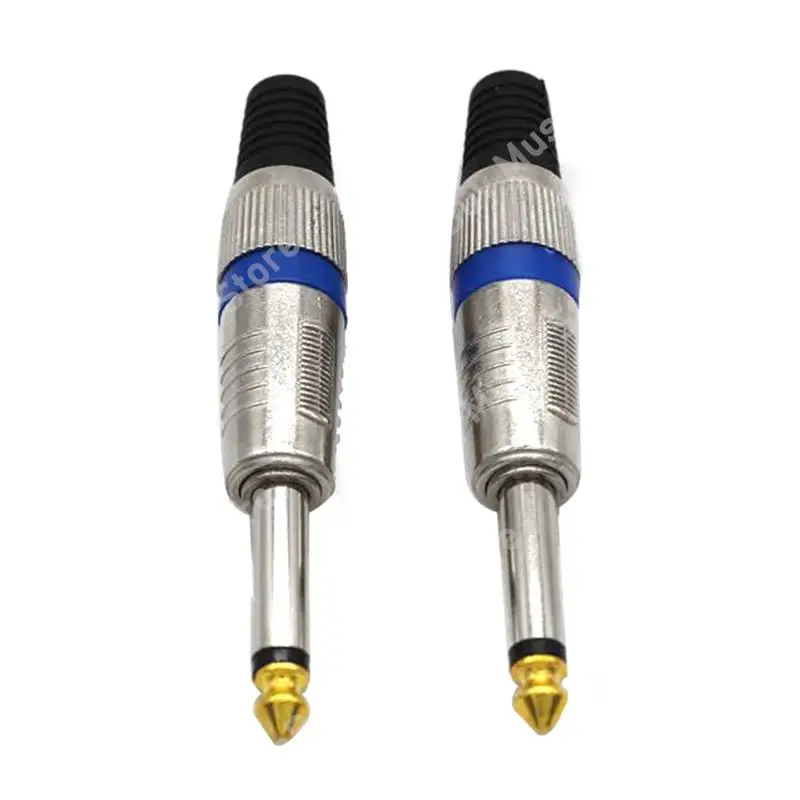 2pcs 6.35mm Guitar Audio Cable Connector Mono Jack 6.5 Amplifier Microphone Plug 6.5mm Mono Sophomore Core