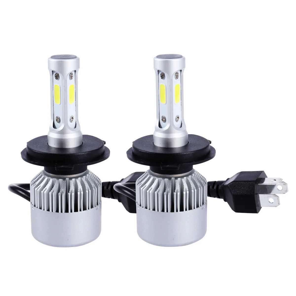 

2pcs Universal Waterproof LED Headlight Bulb H4 9003 COB Chip High Beam Low Beam Adjustable Car Head Light Headlamp Replacement