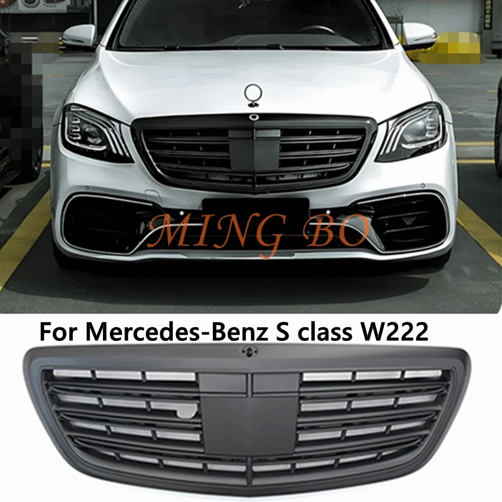 For Mercedes-Benz W222 S-Class 2014 2015 2016 2017 2018 2019 2020 With Grille Front Racing Facelift  Upper Grill