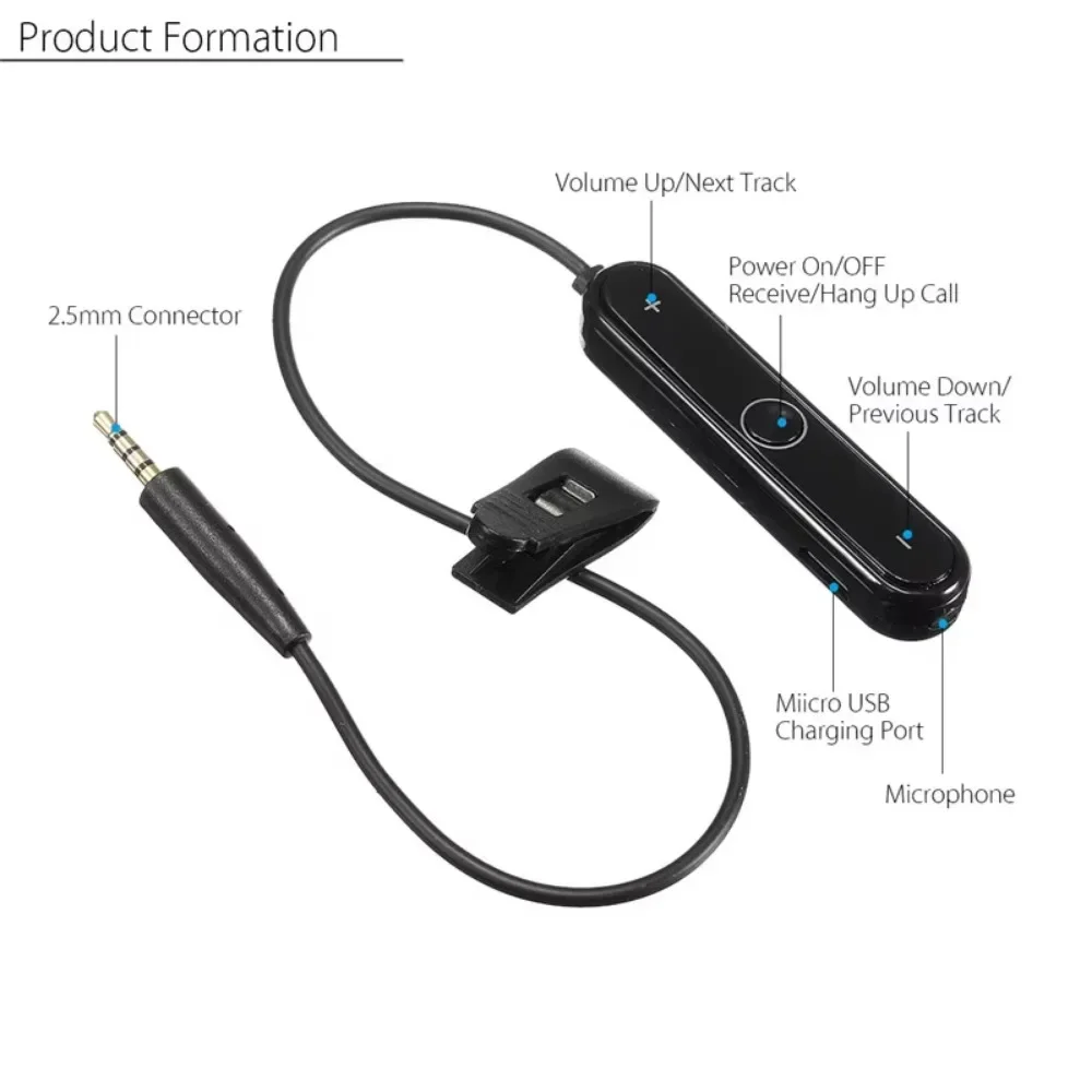 Receptor adaptador viva-voz sem fio Bluetooth 5.0 para fones de ouvido Bose QuietComfort 25 QC25 OE2 OE2I