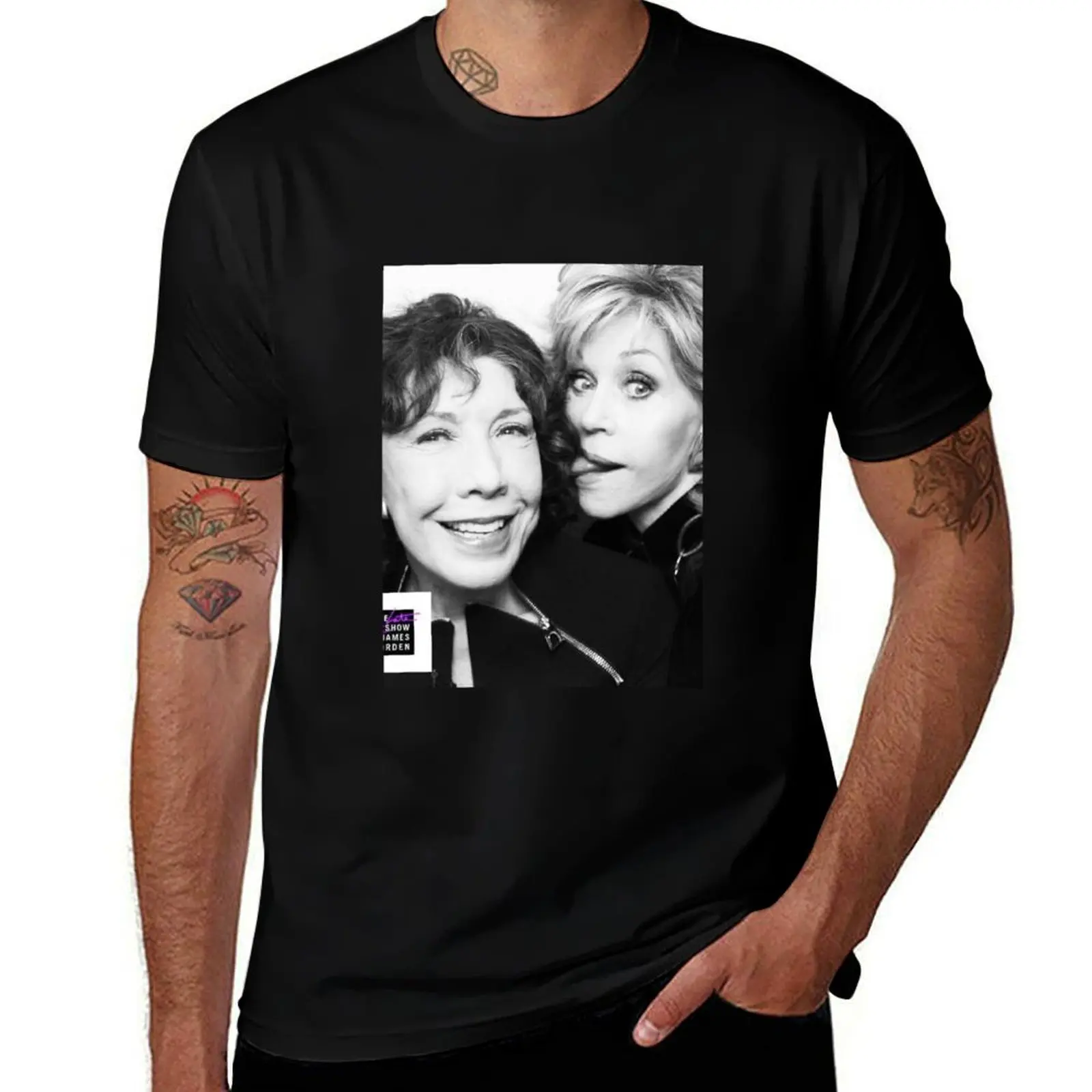 Jane Fonda and Lily Tomlin T-Shirt Big and Tall Solid Color T-Shirt