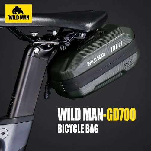 WILD MAN GD700 Bolsa trasera para bicicleta de montaña - Bolsa de sillín impermeable de carcasa dura EVA para bicicleta de carretera y equipo de ciclismo