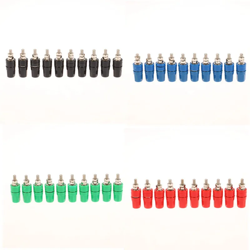 

10PCS M4X36 Pure Copper 4mm Banana Jack Socket 20A Binding Post Connector Terminal - Pure Copper Banana Plug