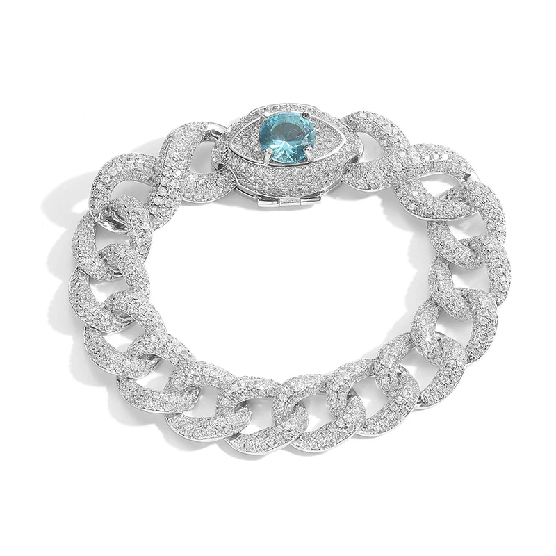 

Hip Hop 5A+ CZ Stone Bling Iced Out Eye Cuban Infinity Link Chain Bracelet for Women Men Unisex Rapper Jewlery Drop Shipping