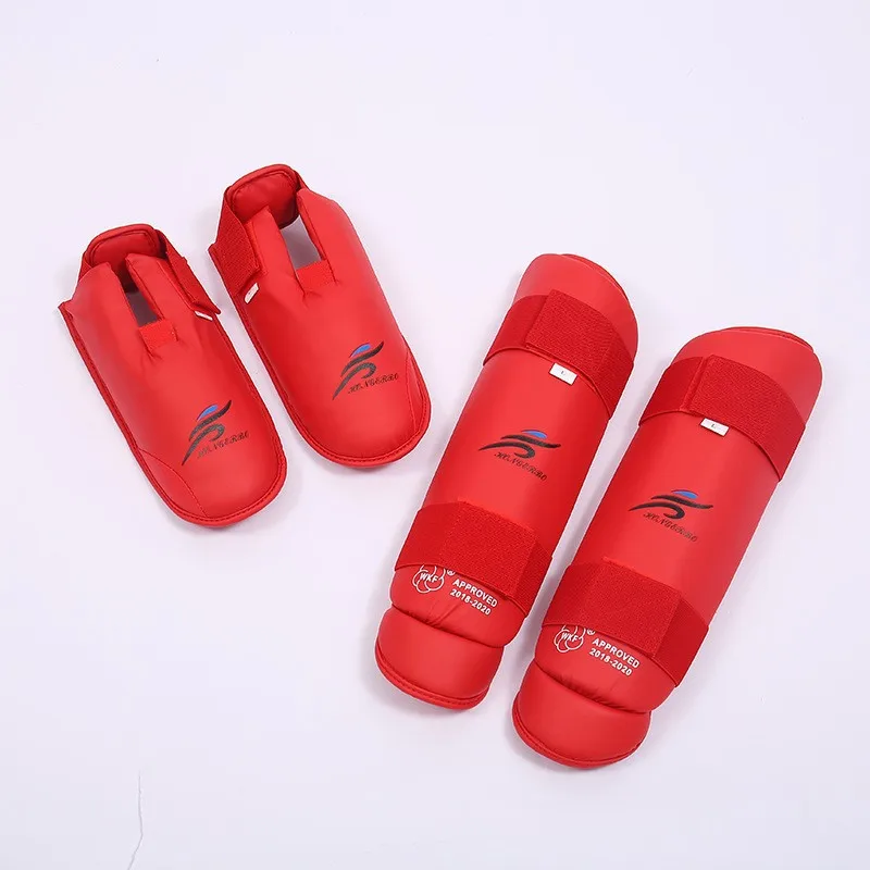 Parastinchi Karate WKF approvato Kick Pads elasticizzato caviglia Martial Thai Kickboxing Instep Protector per bambini adulti