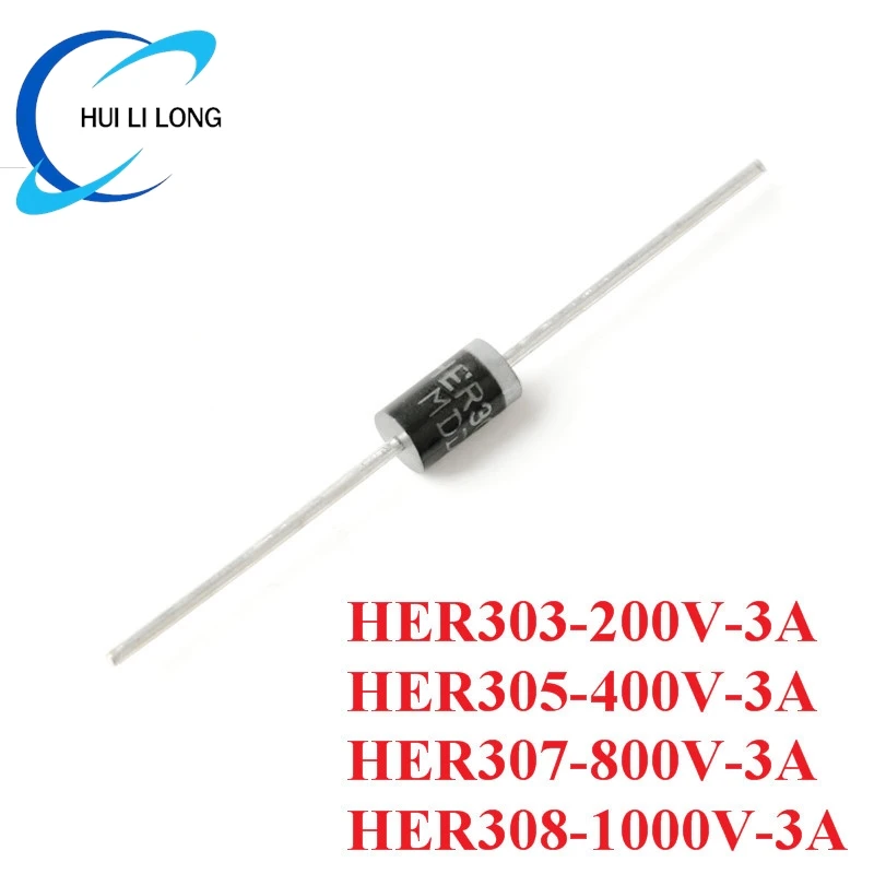 10PCS HERolympiques HER305 HER307 HER308 DO-201AD Médailles Diode Redresseur Silicium Pont Redresseur 200V 400V 800V 1000V 3A