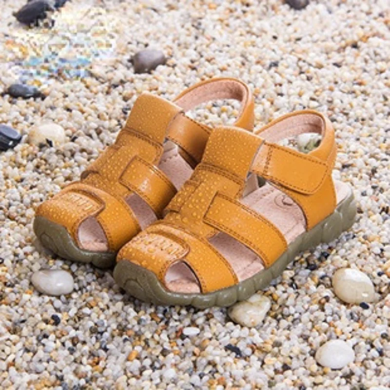 Summer Kids Shoes Boys Beach Sandals for Baby Boys Soft Leather Bottom Non-Slip Closed Toe Children Shoes сандали для мальчика