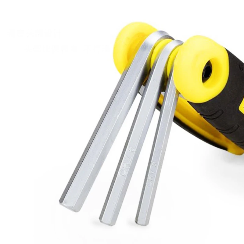 Folding Hex Wrench Metal Metric Allen Wrench Set 8 In 1 Kit Wrench Screwdriver Chain Carbon Steel Bicycle Multifunction Tool
