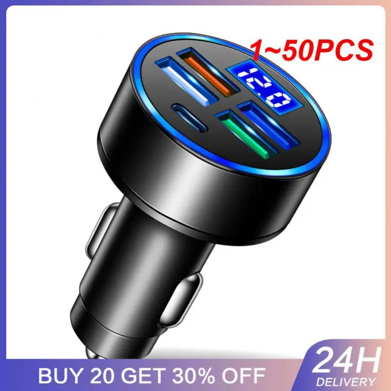 1~50PCS Car Charger With Voltage Detection Led Digital Display 15.5w Car Accessories Car Charger Multi-port Charging 5 In 1