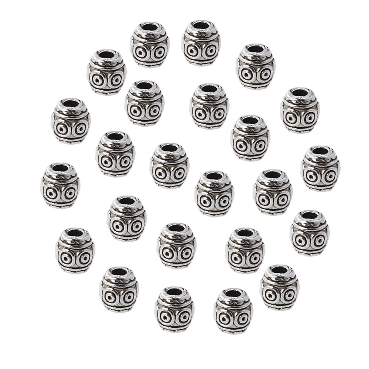 

100pcs Tibetan Silver Beads Alloy Barrel Charms For Diy Jewelry Making Bracelets Necklaces Earrings Accessories Durable