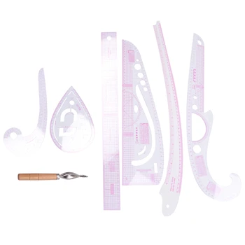 طقم مسطرة للرسم والخياطة ، طقم مسطرة للرسم ، خياطة ، ذراع ، مسطرة قطع منحنية فرنسية ، مجرفة ، 7 قطعة/المجموعة/مجموعة